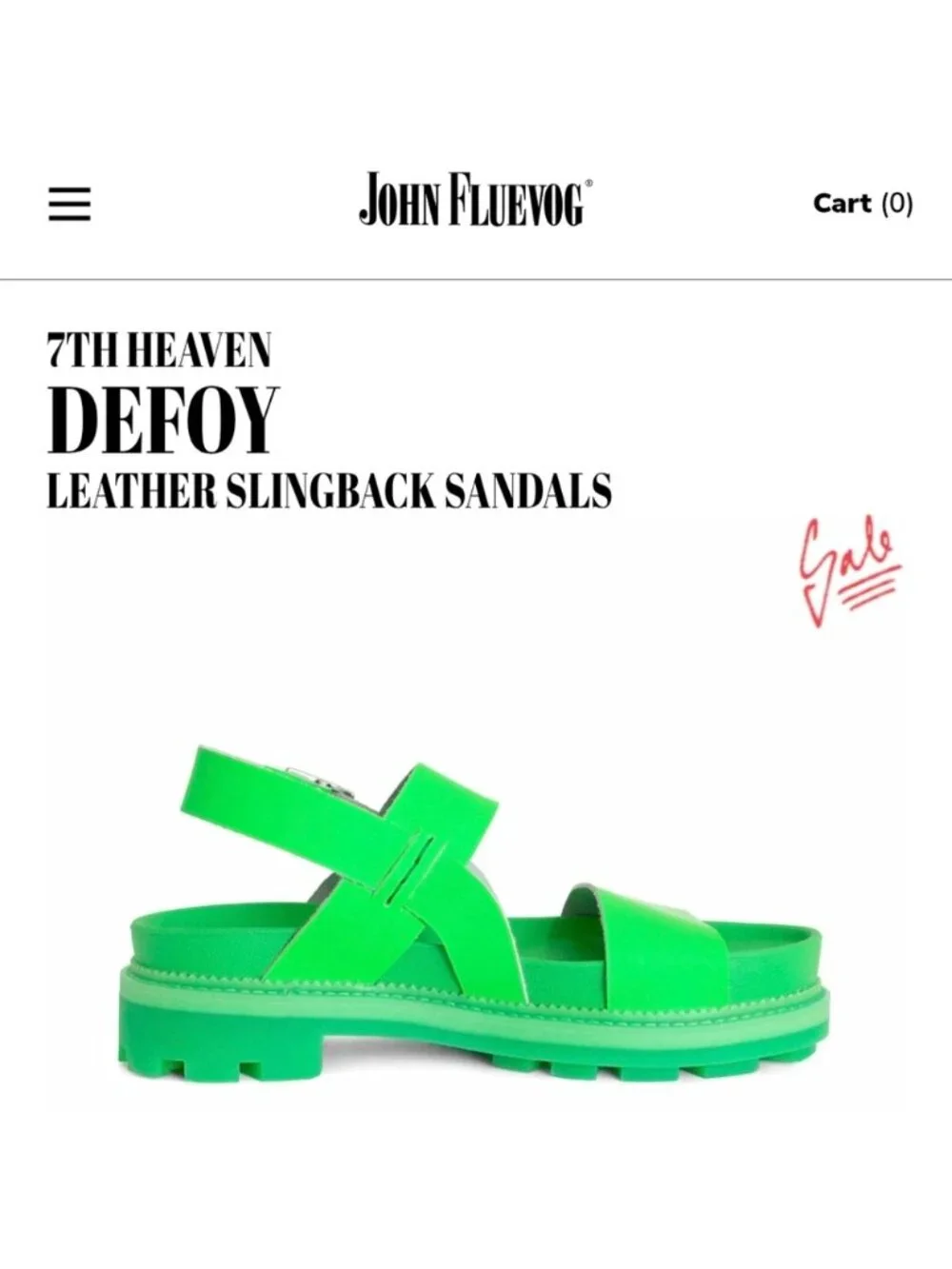 John Fluevog x Anna Sui 7th Heaven Defoy Leather Slingback Sandal Green W8 (M 6)